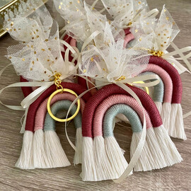 Μπομπονιέρα Bάπτισης Oυράνιο Tόξο Μακραμέ Μπρελόκ