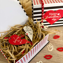 Σετ Ξύλινα Μπρελόκ Καρδιά Αγίου Βαλεντίνου “I Belong To You / You Belong To Me”