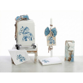 Σετ Βάπτισης Με Βαλίτσα "Floral Blue Elephant"
