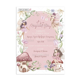 Προσκλητήριο Βάπτισης Παπυράκι Για Κορίτσι Με Θέμα Νεράιδες