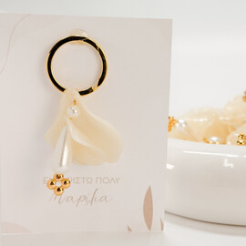 Μαρτυρικό Μπρελόκ Celfie & Co J-2 | Ακρυλικά Πέταλα Λουλουδιού & Επιχρυσωμένος Σταυρός