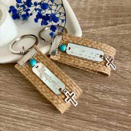 Μαρτυρικά Οικογένειας Μπρελόκ Με Ταμπελάκι Πλεξιγκλάς Για Μπαμπά και Νονό