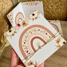 Προσκλητήριο Βάπτισης Βιβλιαράκι Baby Floral Rainbow TS780