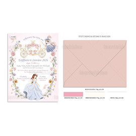 Προσκλητήριο Βάπτισης Για Κορίτσι Cinderella 1086