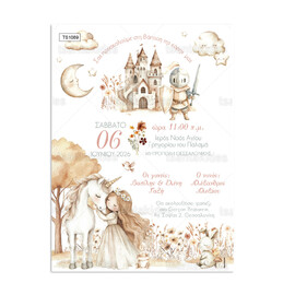 Προσκλητήριο Βάπτισης Για Κορίτσι Fairytale Princess 1089