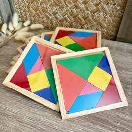 Παιδική Μπομπονιέρα Βάπτισης Ξύλινο Παζλ Tangram