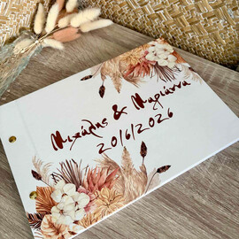 Βιβλίο ευχών γάμου εκτυπωμένο με dried flowers and pampas