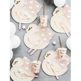 Χάρτινα Πιάτα Κύκνος (σετ 6 τεμαχίων)