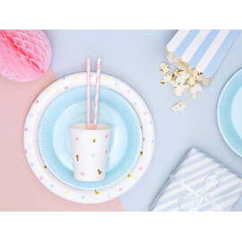 Χάρτινα Καλαμάκια Ροζ Ριγέ (σετ 10 τεμαχίων)