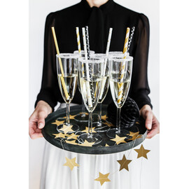 Χάρτινα Καλαμάκια Μαύρα Με Λευκό Πουά (σετ 10 τεμαχίων)