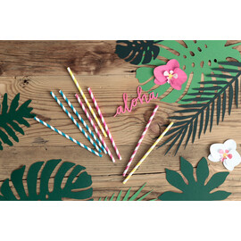 Χάρτινα Καλαμάκια Κίτρινα Ριγέ (σετ 10 τεμαχίων)