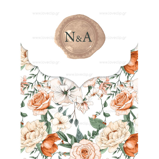 Προσκλητήριο Γάμου Floral Rose Boheme Dark
