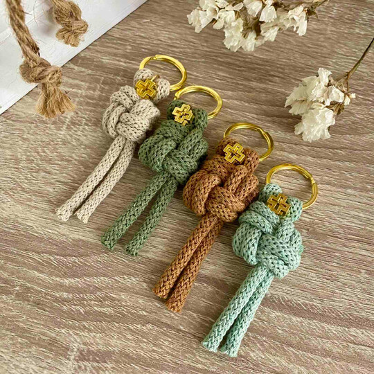 Μαρτυρικά Βάπτισης Μακραμέ Μπρελόκ Braided Cord