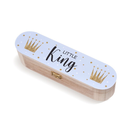 Μπομπονιέρα Βάπτισης Ξύλινη Κασετίνα Little King