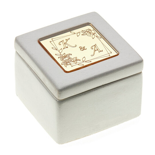 Μπομπονιέρα Γάμου Γύψινη Τετράγωνη Μπιζουτιέρα Με Αρχικά