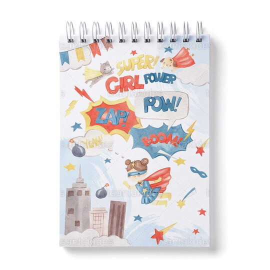 Παιδική Μπομπονιέρα Βάπτισης Μπλοκάκι Ζωγραφικής Super Power Girl