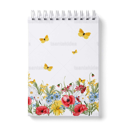 Παιδική Μπομπονιέρα Βάπτισης Μπλοκάκι Ζωγραφικής Red Wildflowers