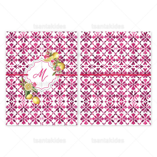 Προσκλητήριο Βάπτισης Για Κορίτσι Mediterranean Tiles Και Λεμόνια TS1915