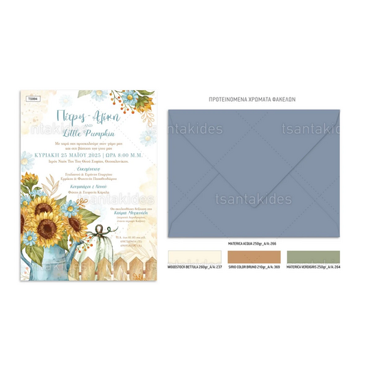 Προσκλητήριο Γάμου Και Βάπτισης Sun Flower And Pumpkin TS994