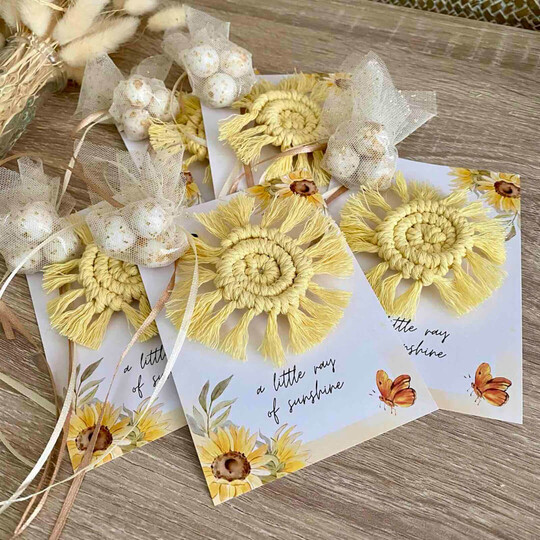 Μπομπονιέρα Βάπτισης Macrame Ήλιος Μαγνητάκι