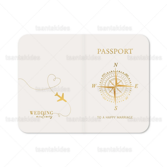ΠΡΟΣΚΛΗΤΗΡΙΟ ΓΑΜΟΥ 7834 PASSPORT Travel Gold Wedding
