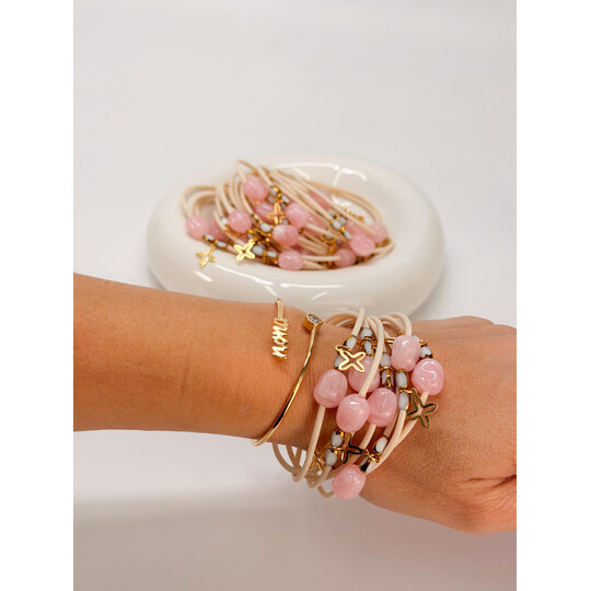 Μαρτυρικό Βραχιόλι Celfie & Co R-22 | Stainless Steel Σταυρός & Ροζ Χάντρα