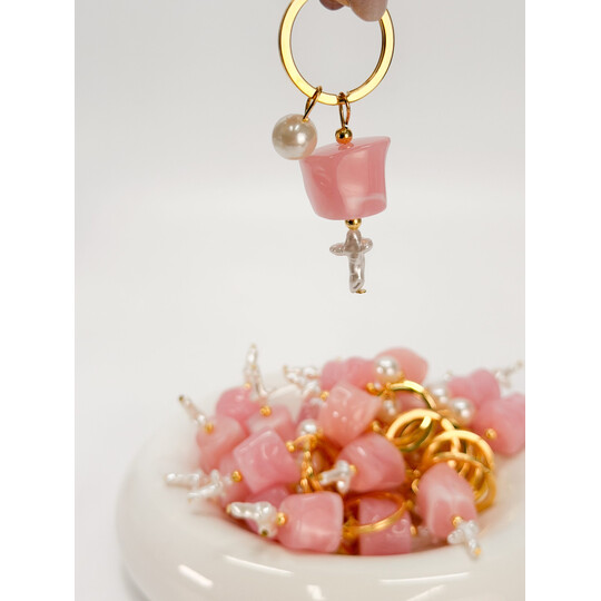 Μαρτυρικό Μπρελόκ Celfie & Co R-25 | Περλέ Σταυρός & Ροζ Ακρυλική Χάντρα