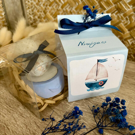 Μπομπονιέρα Βάπτισης Βάση Για Ρεσώ Καραβάκι Και Ψαράκι