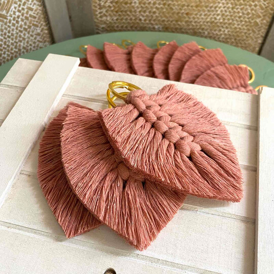 Μπομπονιέρα Φύλλο Μακραμέ Μπρελόκ Blush