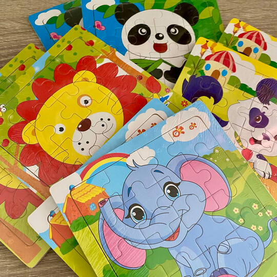 Παιδική Μπομπονιέρα Βάπτισης Ξύλινο Πάζλ 16 Κομμάτια