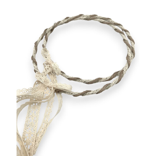 Στέφανα Γάμου Λινό Εκρού Δαντέλα Φυσικό Σχοινί