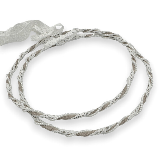 Στέφανα Γάμου Λινό Λευκή Δαντέλα Με Περλίτσες