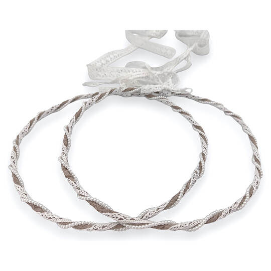 Στέφανα Γάμου Λινό Λευκή Δαντέλα Με Περλίτσες