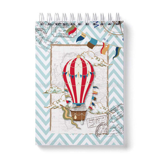 Παιδική Μπομπονιέρα Βάπτισης Για Αγόρι Μπλοκάκι Ζωγραφικής Με Θέμα Αερόστατο