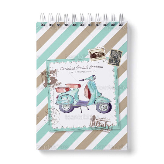 Παιδική Μπομπονιέρα Βάπτισης Μπλοκάκι Ζωγραφικής Με Θέμα Βέσπα