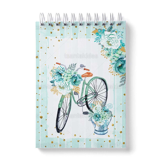 Παιδική Μπομπονιέρα Βάπτισης Μπλοκάκι Ζωγραφικής Floral Ποδήλατο