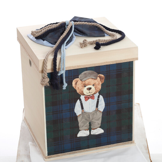 Σετ Βάπτισης Για Αγόρι Κουτί "Royal Plaid Collection" με Αρκουδάκι