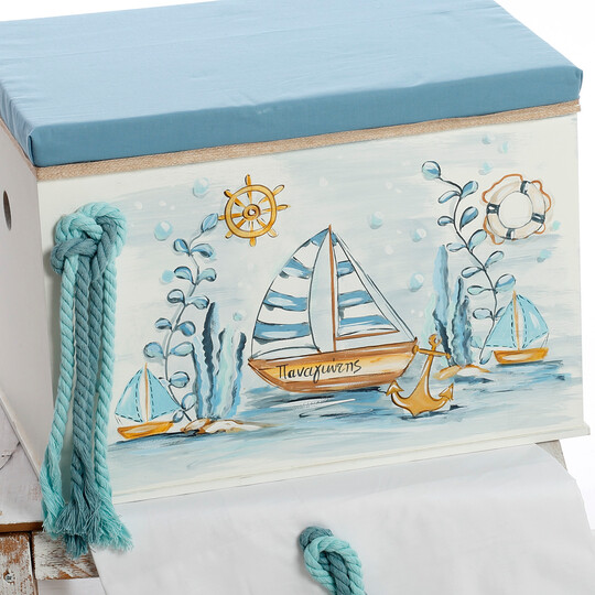 Σετ Βάπτισης Για Αγόρι Κουτί-Θρανίο "Watercolor Sailing Adventure" Ζωγραφιστό