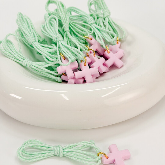 Μαρτυρικό Κολιέ Celfie & Co I-100 | Δίχρωμο Κορδόνι με Σταυρό από Πολυμερικό Πηλό