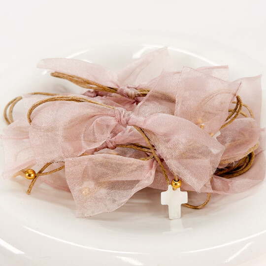 Μαρτυρικό Πέτο Celfie & Co I-98 | Μπεζ Κορδόνι με Σταυρό Φίλντισι & Σάπιο Μήλο Φιογκάκι