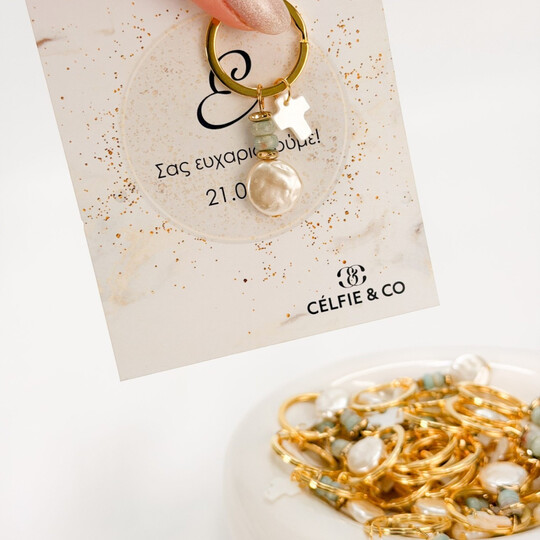 Μαρτυρικό Μπρελόκ Celfie & Co M-48 | Σταυρός Φίλντισι, Αιματίτης & Βεραμάν Χάντρες