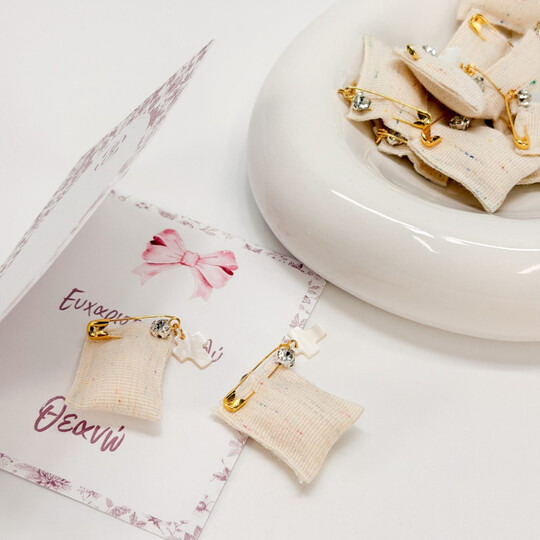 Μαρτυρικό Πέτου Celfie & Co M-50 | Εκρού Τρέσα με Πολύχρωμες Πιτσιλιές & Σταυρός Φίλντισι