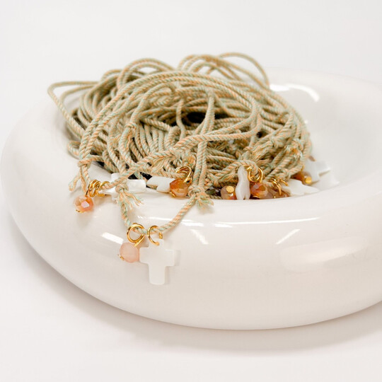 Μαρτυρικό Βραχιόλι Celfie & Co M-51 | Δίχρωμο Κορδόνι, Σταυρός Φίλντισι & Κρύσταλλο