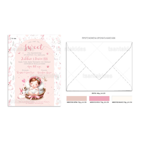 Προσκλητήριο Βάπτισης Για Κορίτσι So Sweet 1094