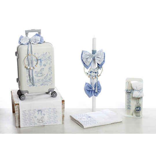 Σετ Βάπτισης Για Αγόρι Βαλίτσα "Vintage Toile Horse"