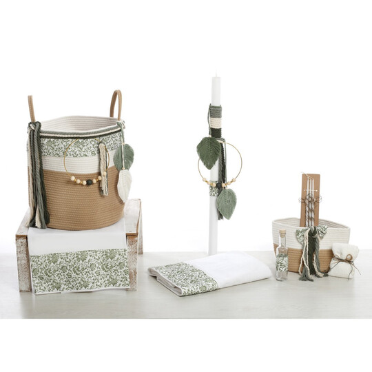 Σετ Βάπτισης Για Αγόρι Καλάθι Rope "Green Macrame Dreams"