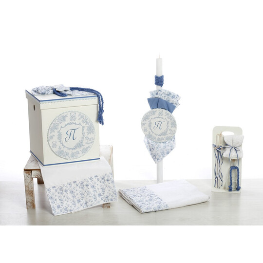 Σετ Βάπτισης Για Αγόρι Κουτί "Blue Monogram Heritage"