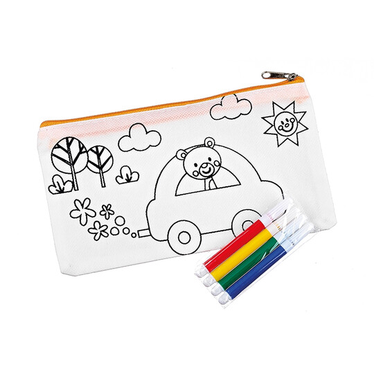 Υφασμάτινη Κασετίνα Αυτοκινητάκι Με Μαρκαδόρους 20×11.5cm