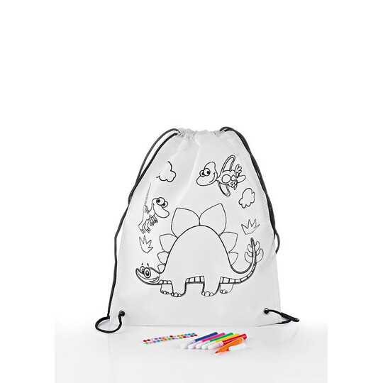 Υφασμάτινη Τσάντα Πλάτης Δεινοσαυράκια Με Μαρκαδόρους Και Στρασάκια 28X35CM