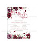 Προσκλητήριο γάμου με floral σχεδιασμό σε burgundy και μωβ χρωματισμούς